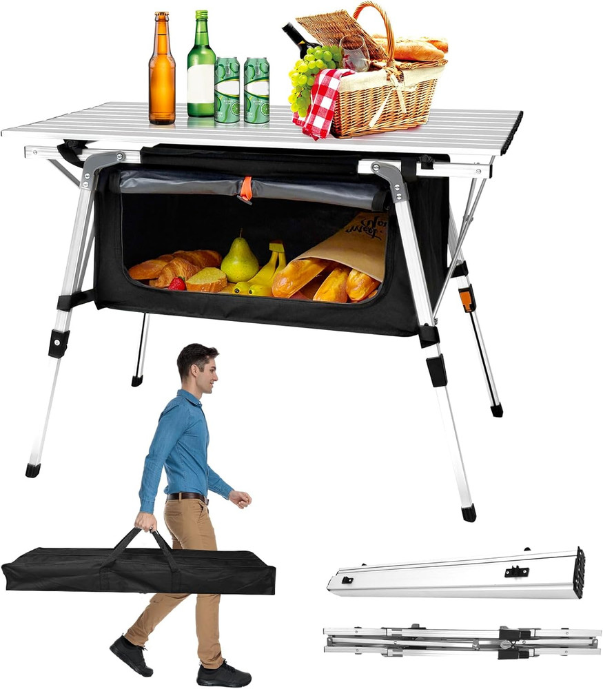 Aluminum Table Height Adjustable Folding Table Camping Outdoor Lightweight for C