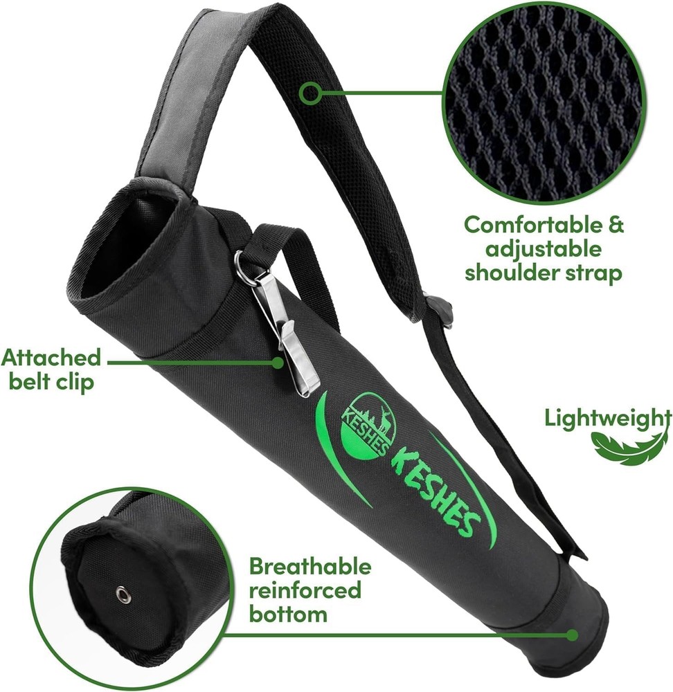 Compact Back Arrow Quiver with Breathable Bottom - Adjustable & Versatile Design