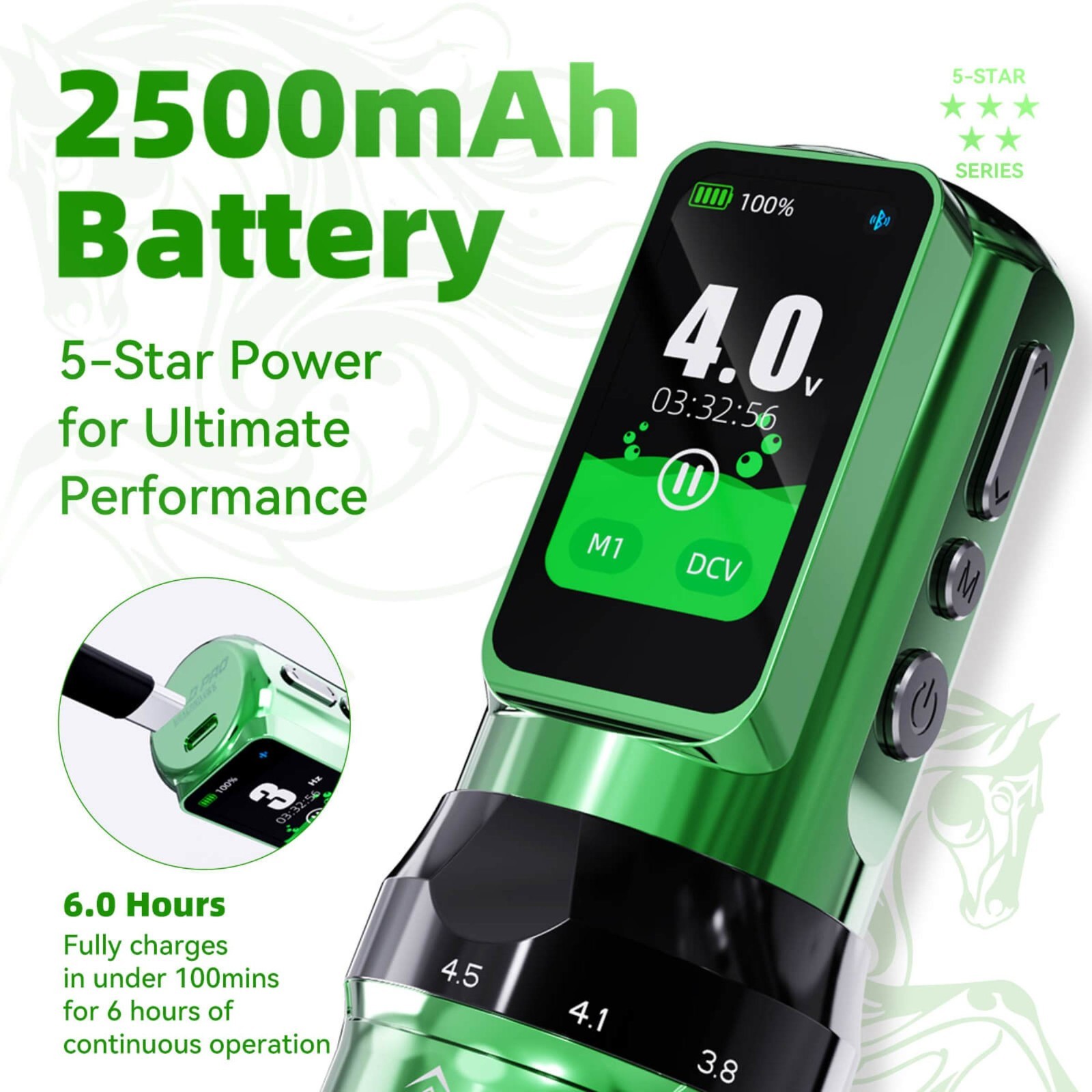 Fold Pro Year of the Horse Edition Wireless Tattoo Pen Machine 2.5-4.5mm 7 Adjus