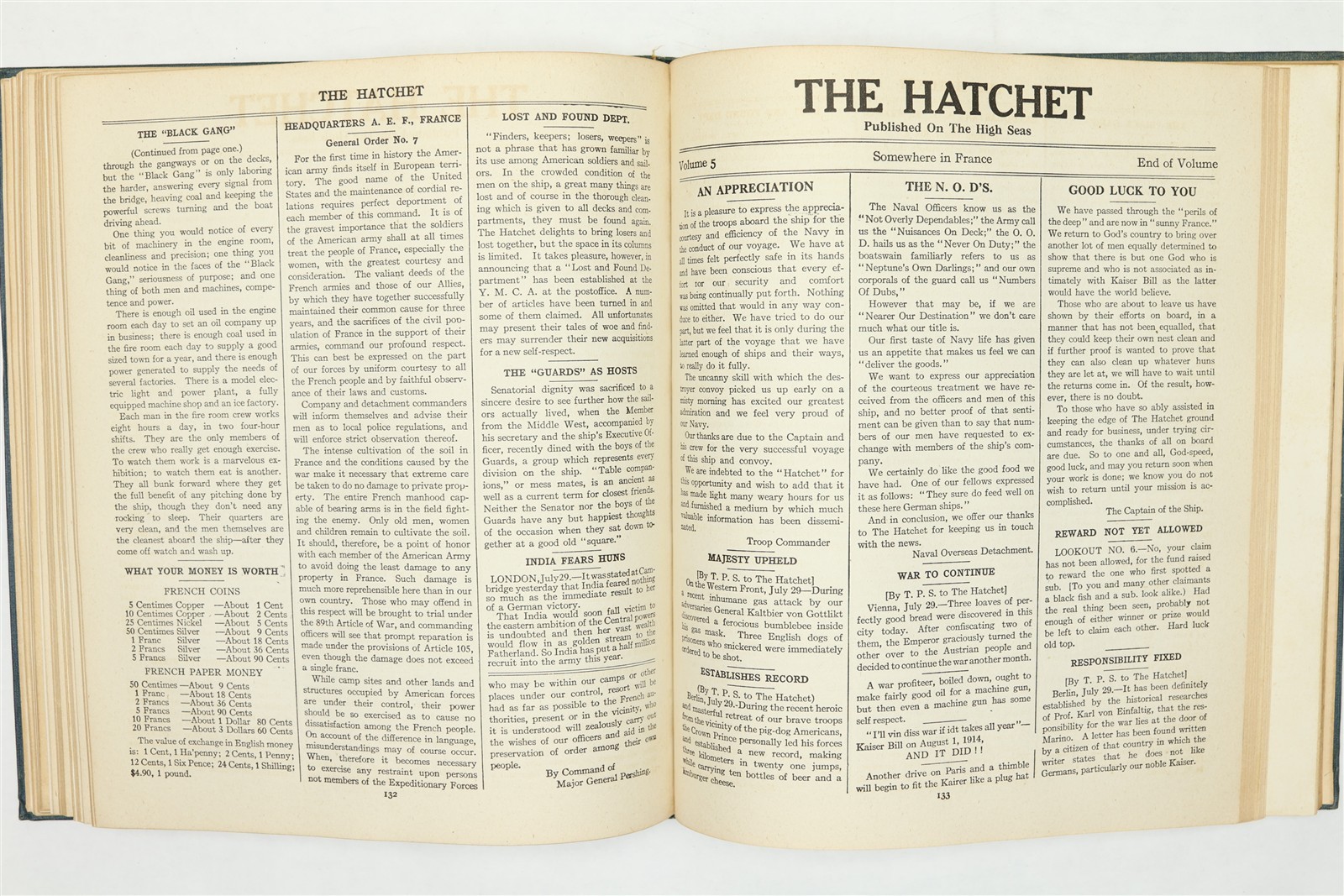 USS George Washington "The Hatchet" 1919 WWI Newsletter History Book