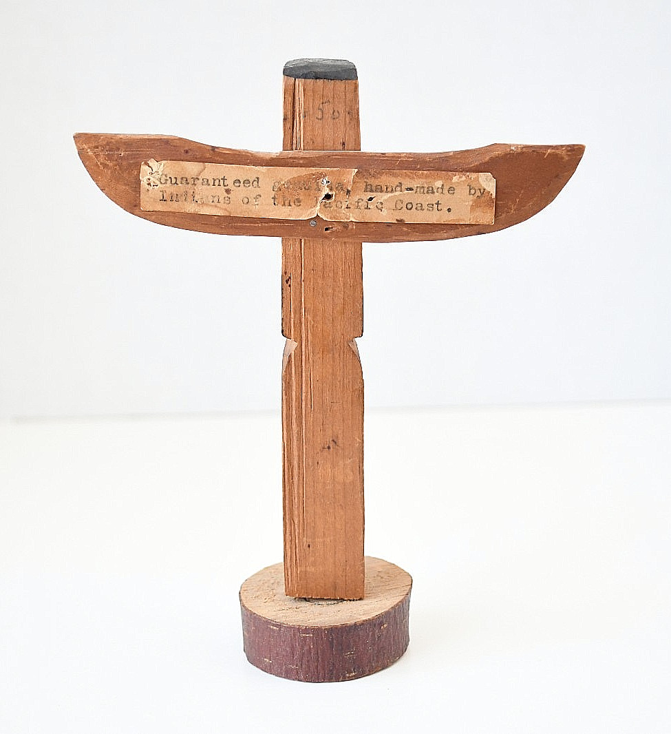 Vintage Alaska PWC Cedar Totem Pole "Eagle Human Orca" 1930's 7x5