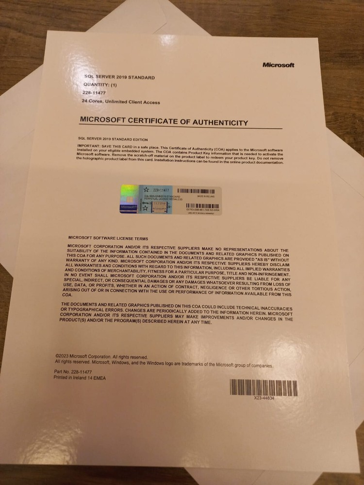 Microsoft SQL Server 2019 Standard 24 Core License unlimited User CALs 228-11477