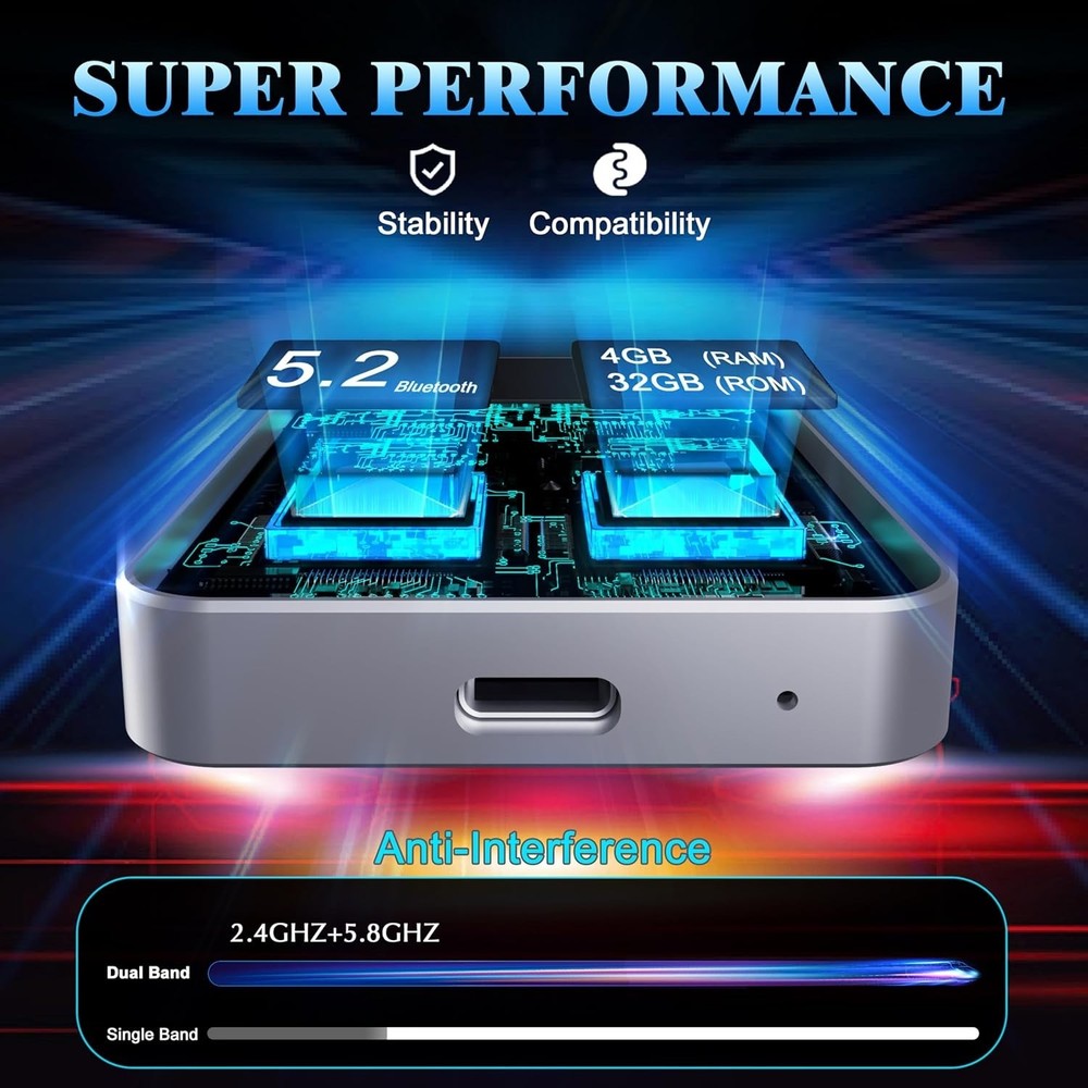 AI Box Wireless CarPlay Android Auto Adapter Plug & Play 4GB RAM + 32GB ROM