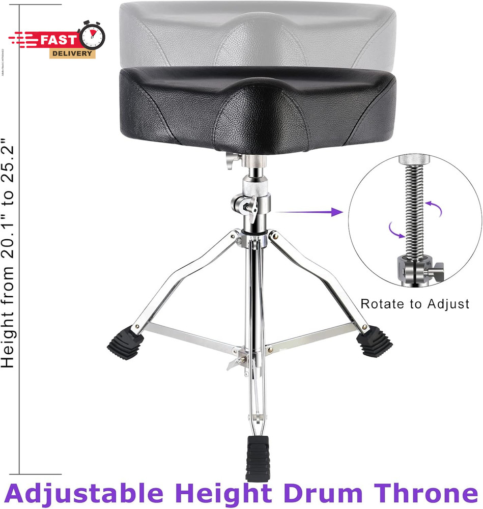 EASTROCK Drum Throne Adjustable Height, Drum Stools Rotatable Padded Motorcycle