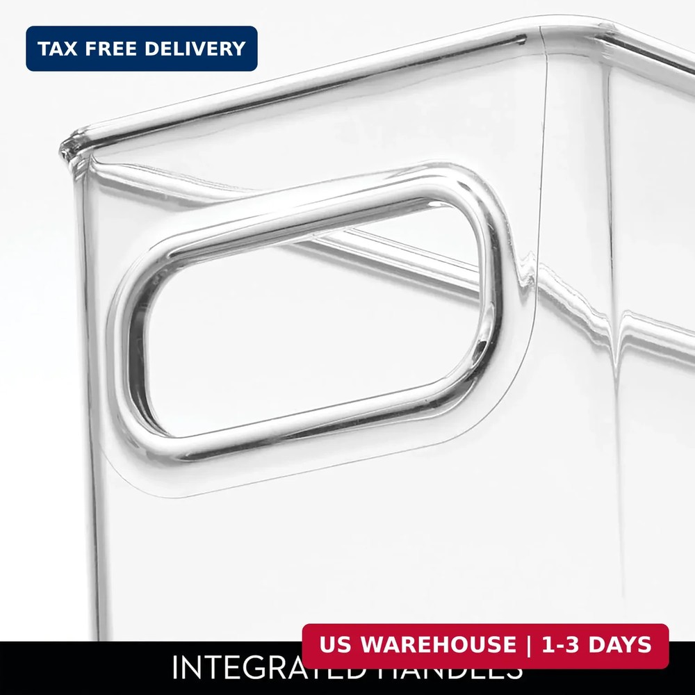 iDesign Stackable Fridge Bin with Handles - Ideal for Freezer or Pantry, Set of