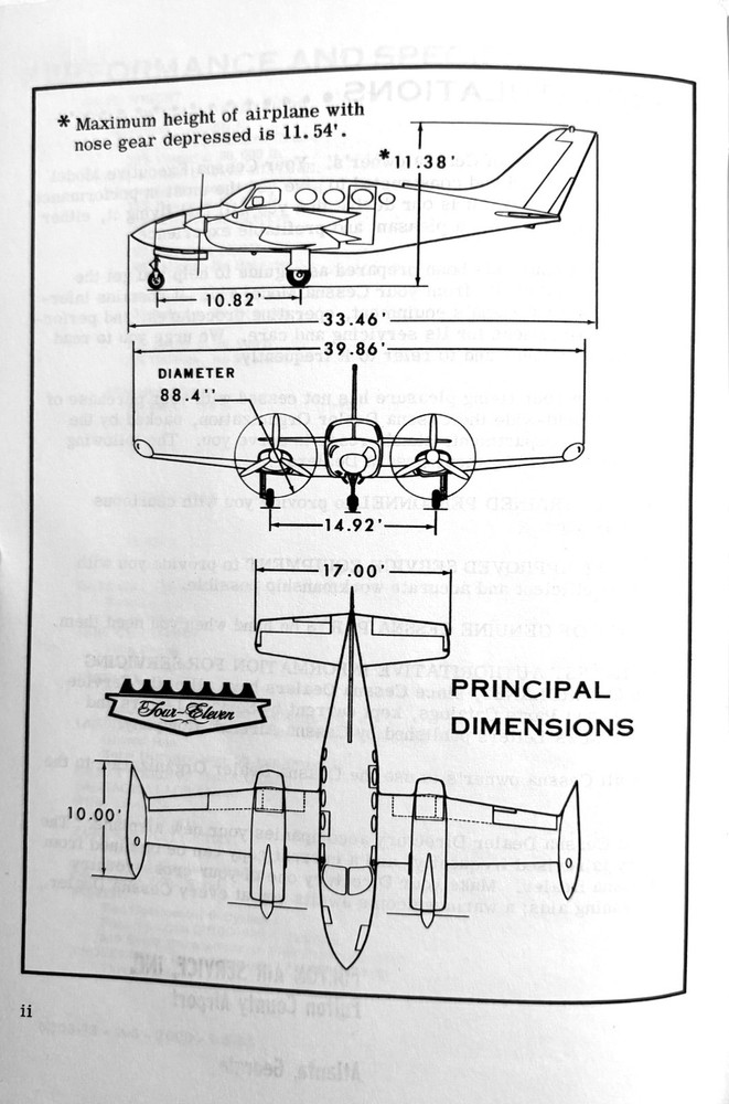 Cessna 1965 Model 411 Owner's Manual