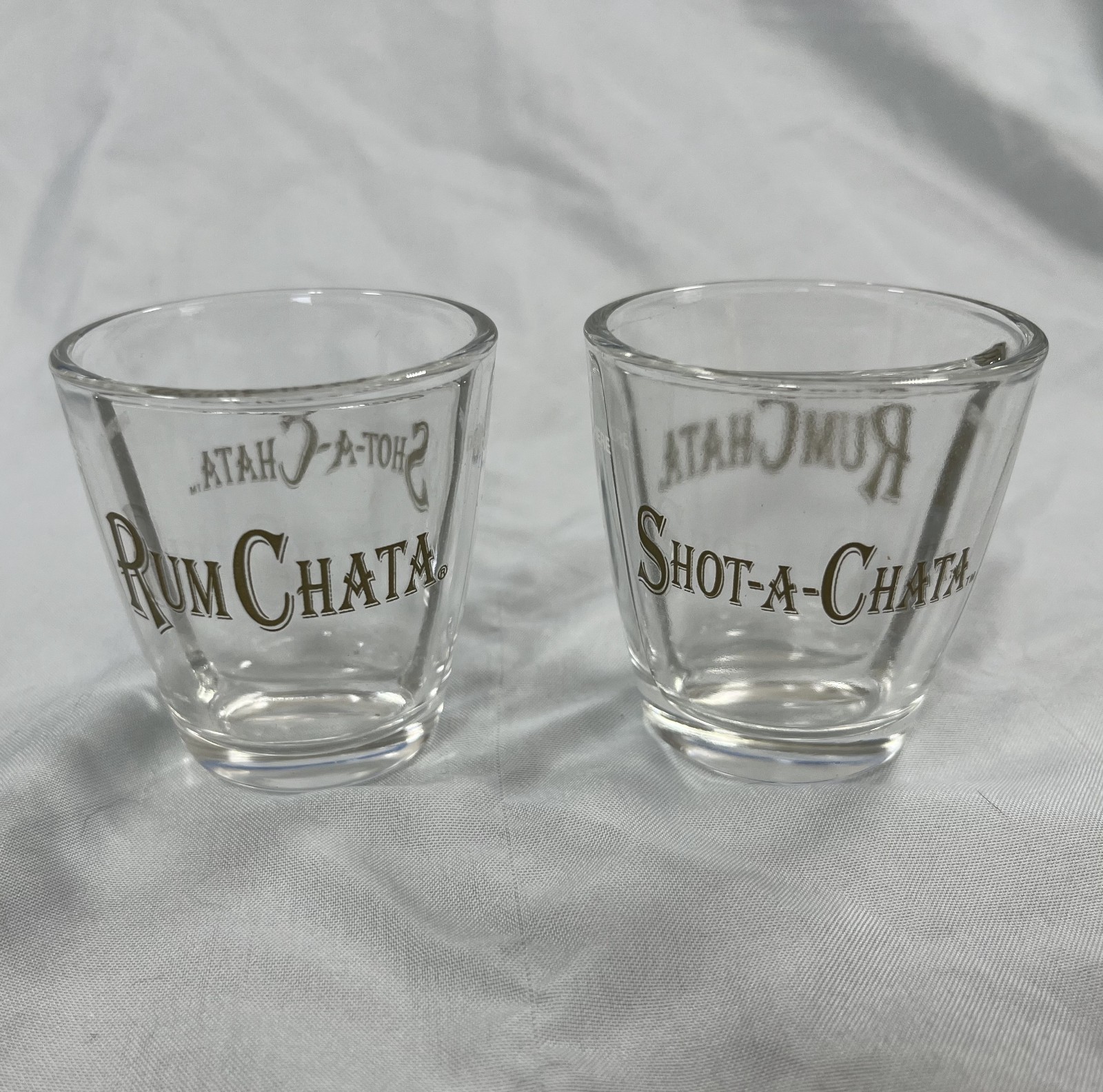 RumChata Shot-A-Chata Divided Shot Glasses - Split Glass - Rum Chata - Lot of 2