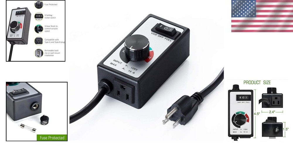 AC Motor Speed Controller for Fans - 3-Speed Touch Control & Overload Protection