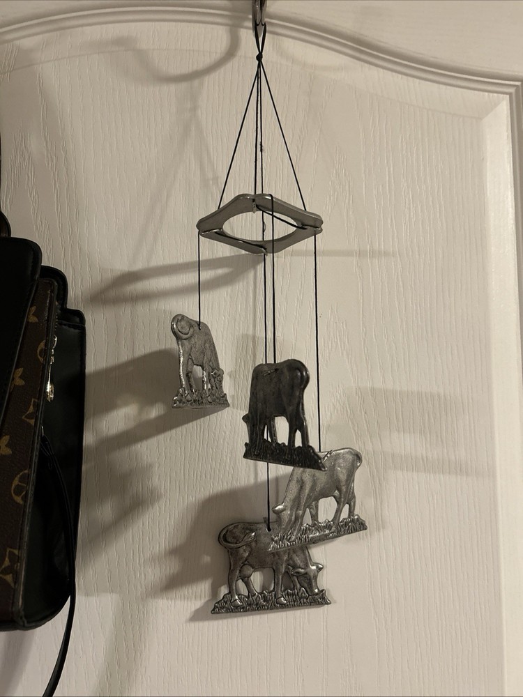 Spoonliques Cows Wind Chime Pewter 5 Cows