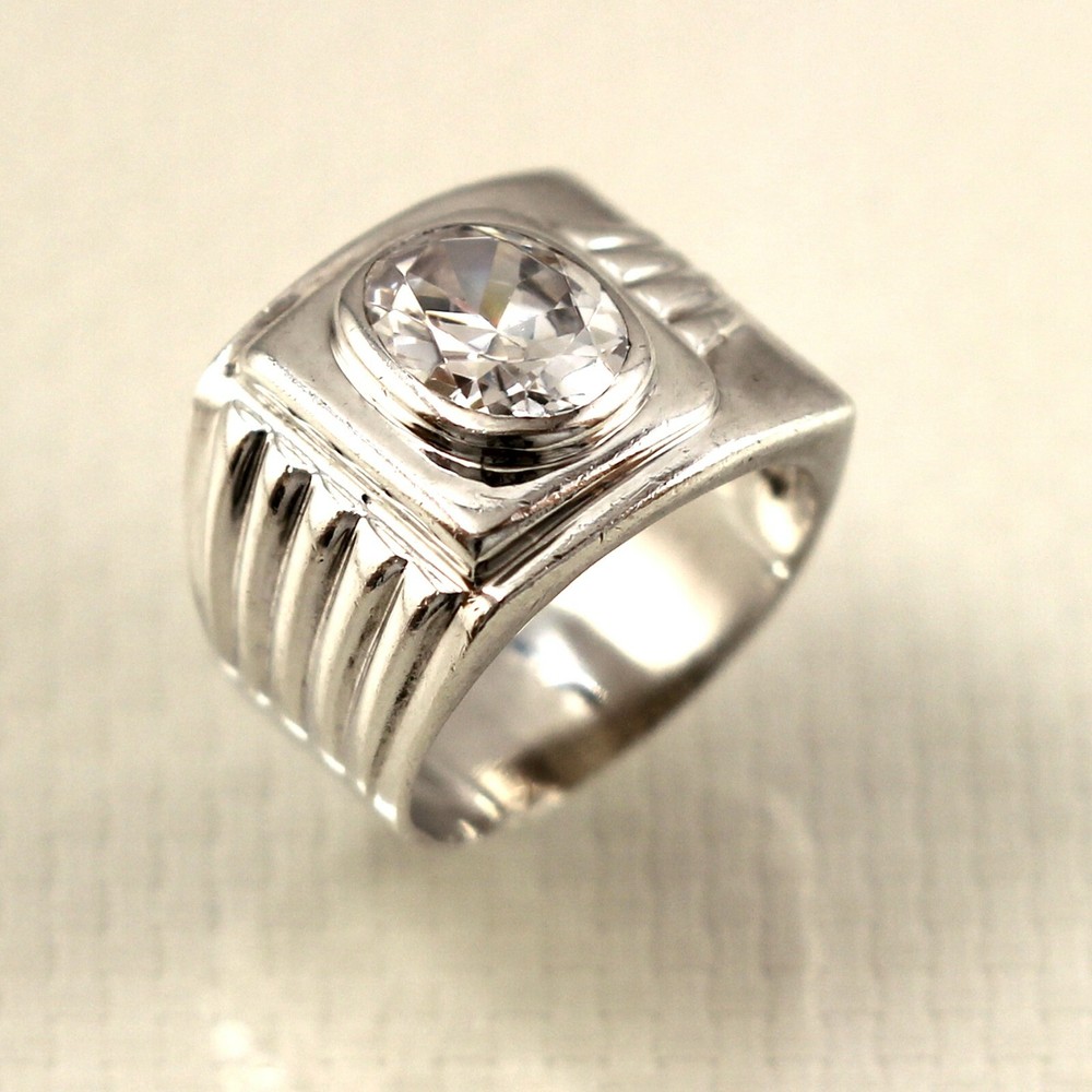 Solid Sterling Silver .925 Handmade Cubic Zirconia Solitaire Ring TPJ