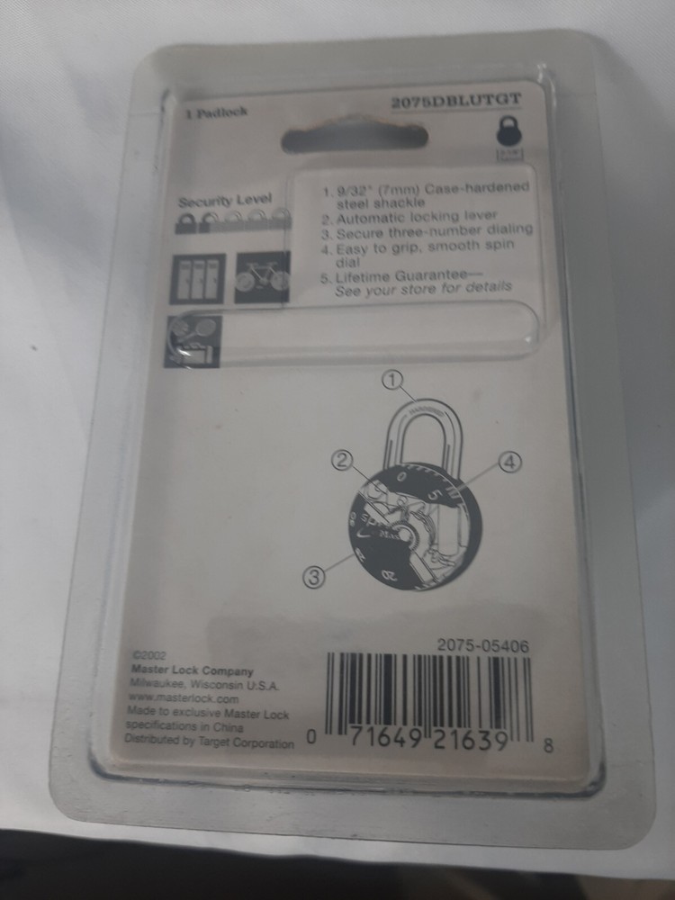 Master Lock Sphero Combination Lock Smooth Spin Padlock 2075D Blue