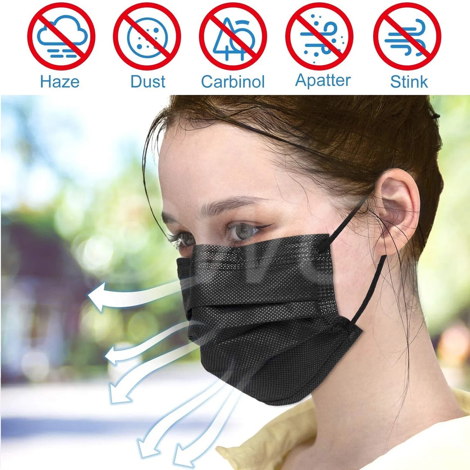 100PCS Black Disposable Face Mask Ear-loop Mouth Cover USA Seller Fast Shipping