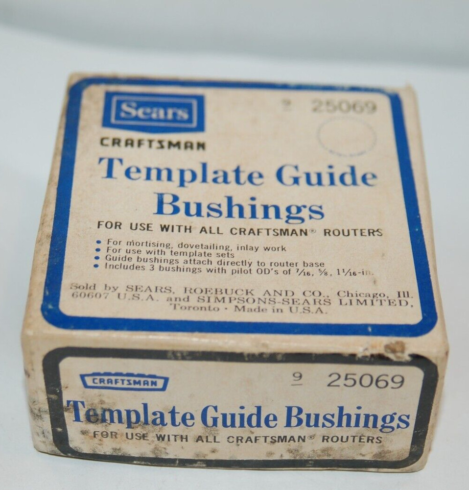 SEARS CRAFTSMAN TEMPLETE GUIDE BUSHINGS ONLY 2 9-25069 W BOX MISSING 1 BUSHING