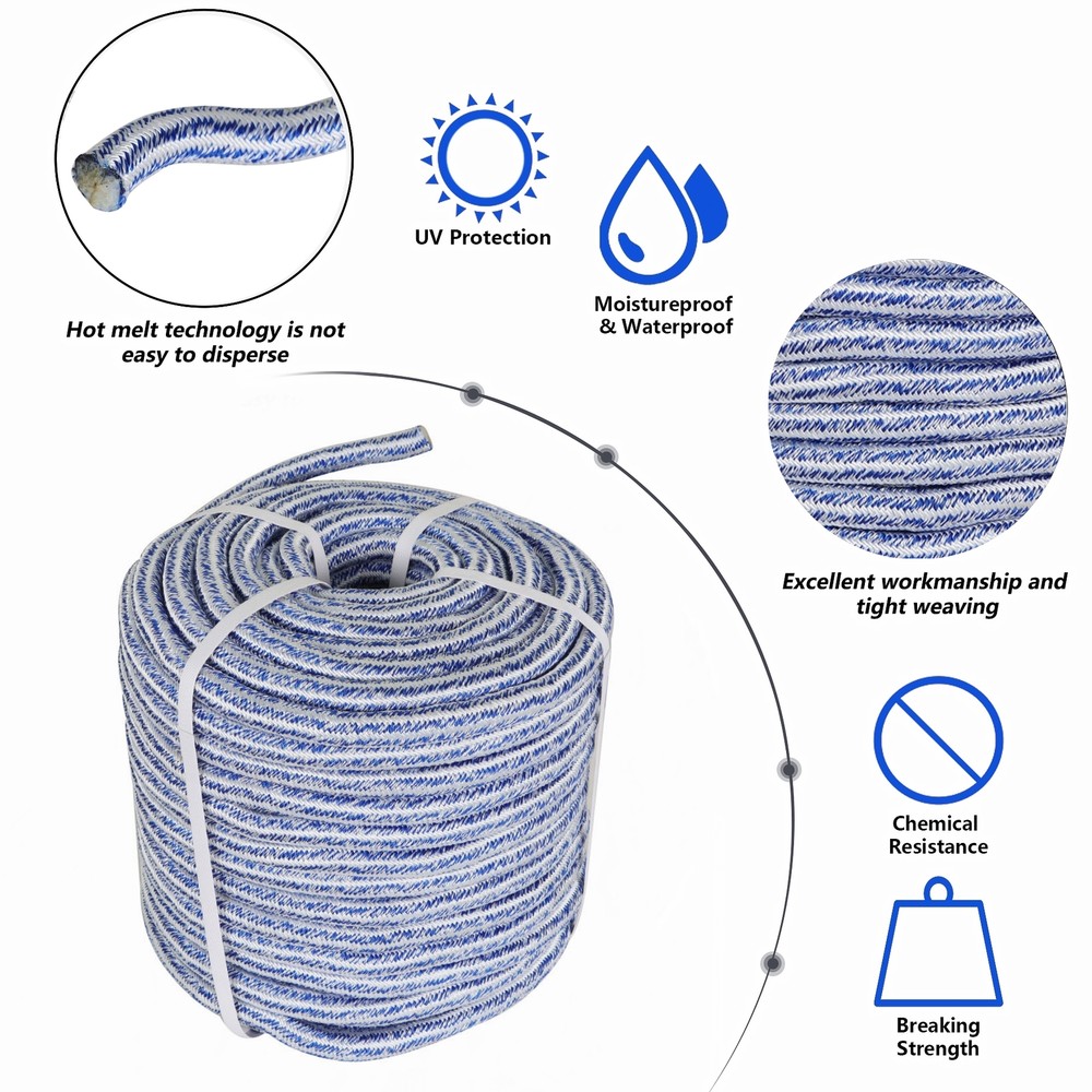 3/4" 20000Lbs 24 Strand Braided Polyester Rope Arborist Tree  Rope