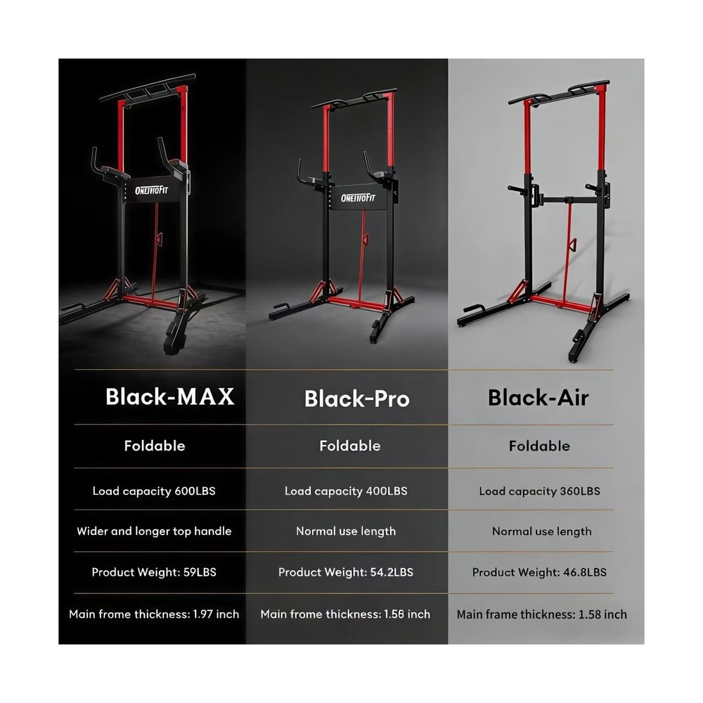 ONETWOFIT Foldable Power Tower Pull Up Bar Station, Multi-Function Adjustable...