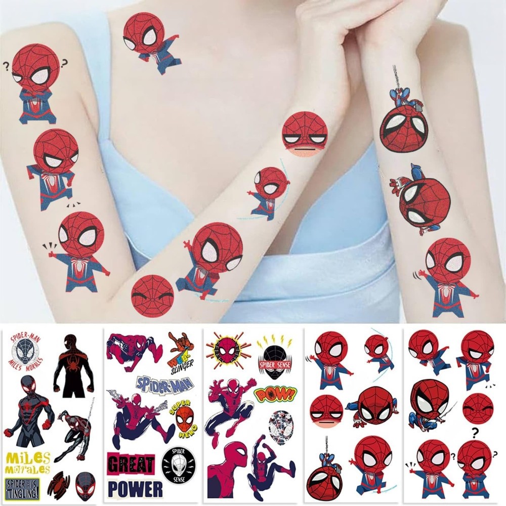 10 Sheets Spider Temporary Tattoos, Removable Cute Cartoon spider