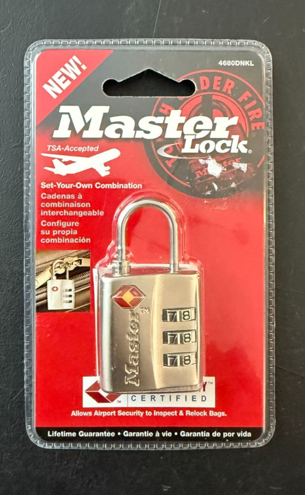SEALED MASTER LOCK 4680DNKL Luggage Padlock TSA Accepted.