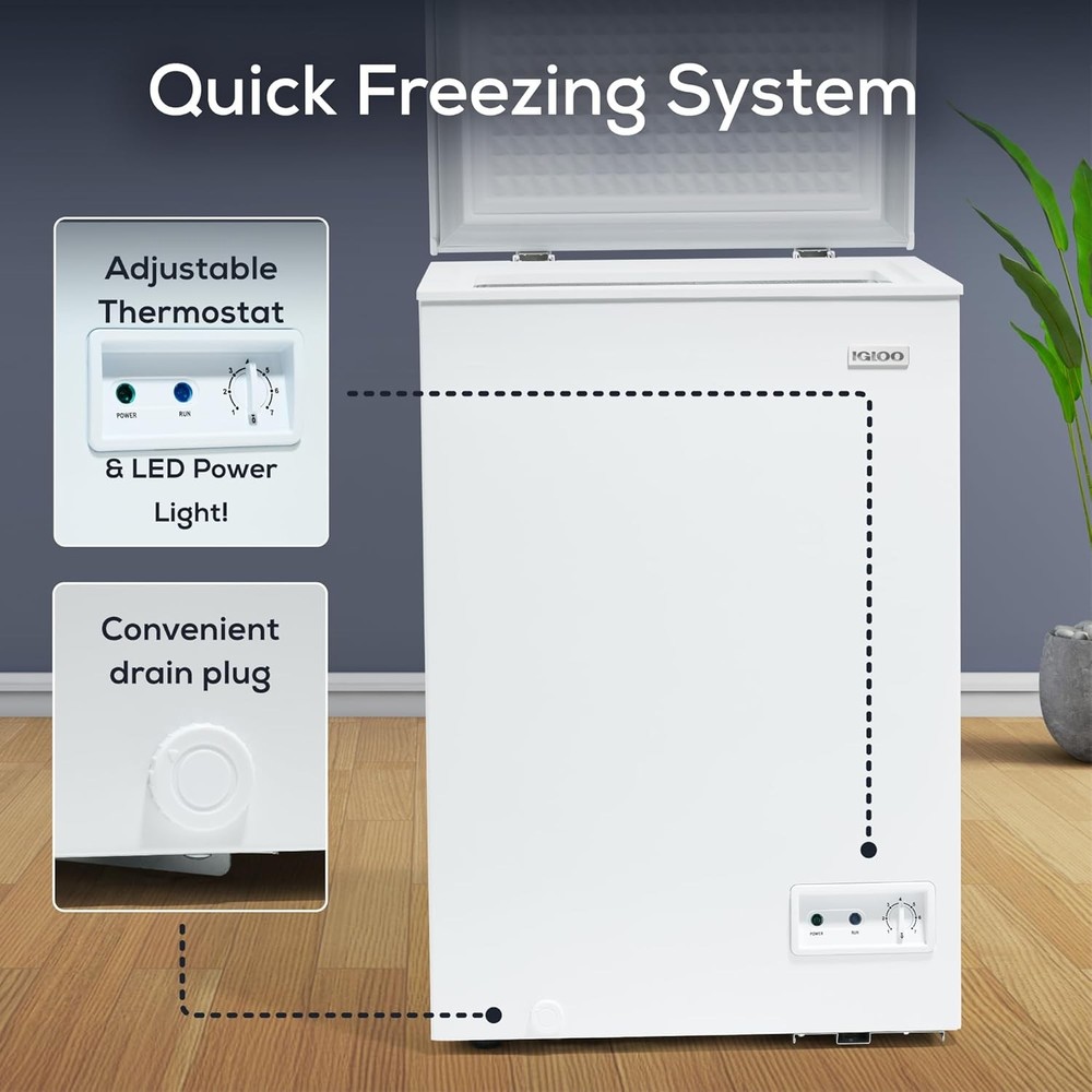 Compact Upright Freezer 3.5 Cu Ft with Removable Basket