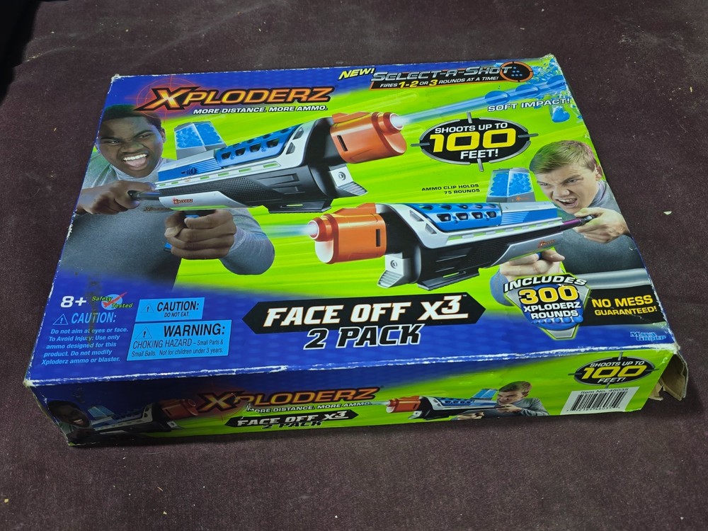 Xploderz Face Off X3 2 Pack Soft Impact Blaster Guns W/ 300 Rounds