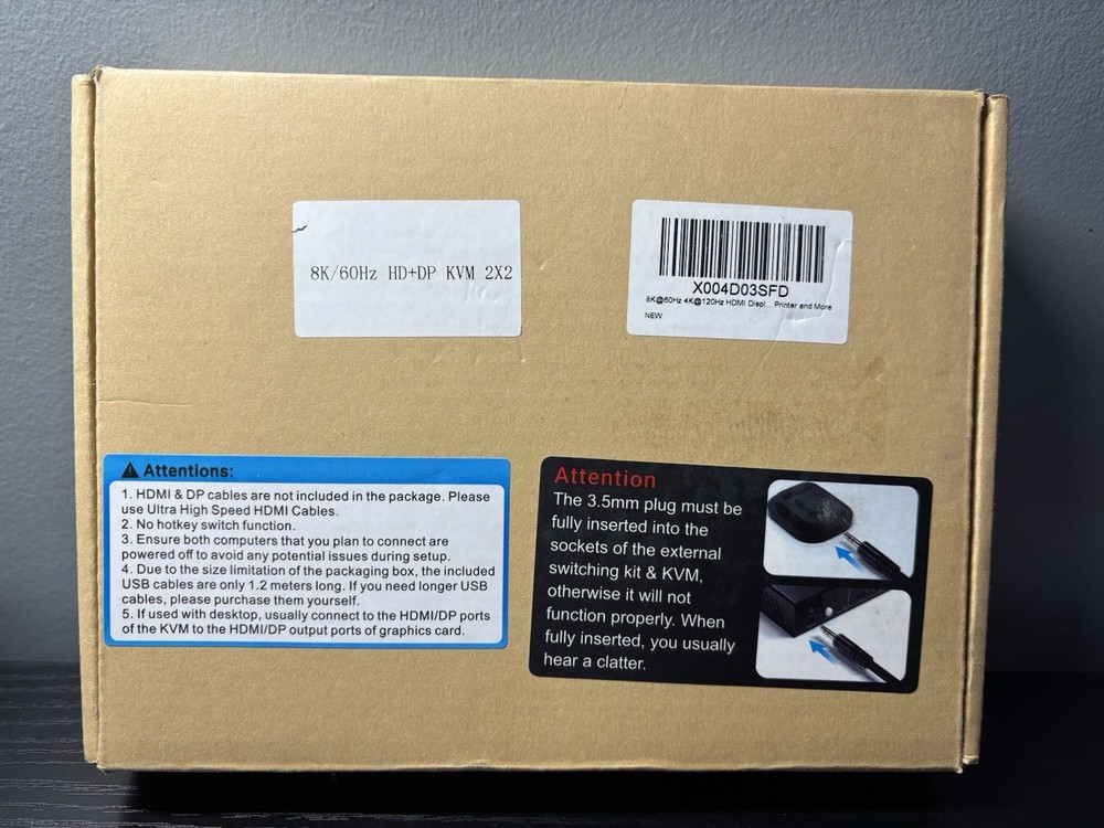 2-Port 8K HDMI + DP KVM Switch 2x2