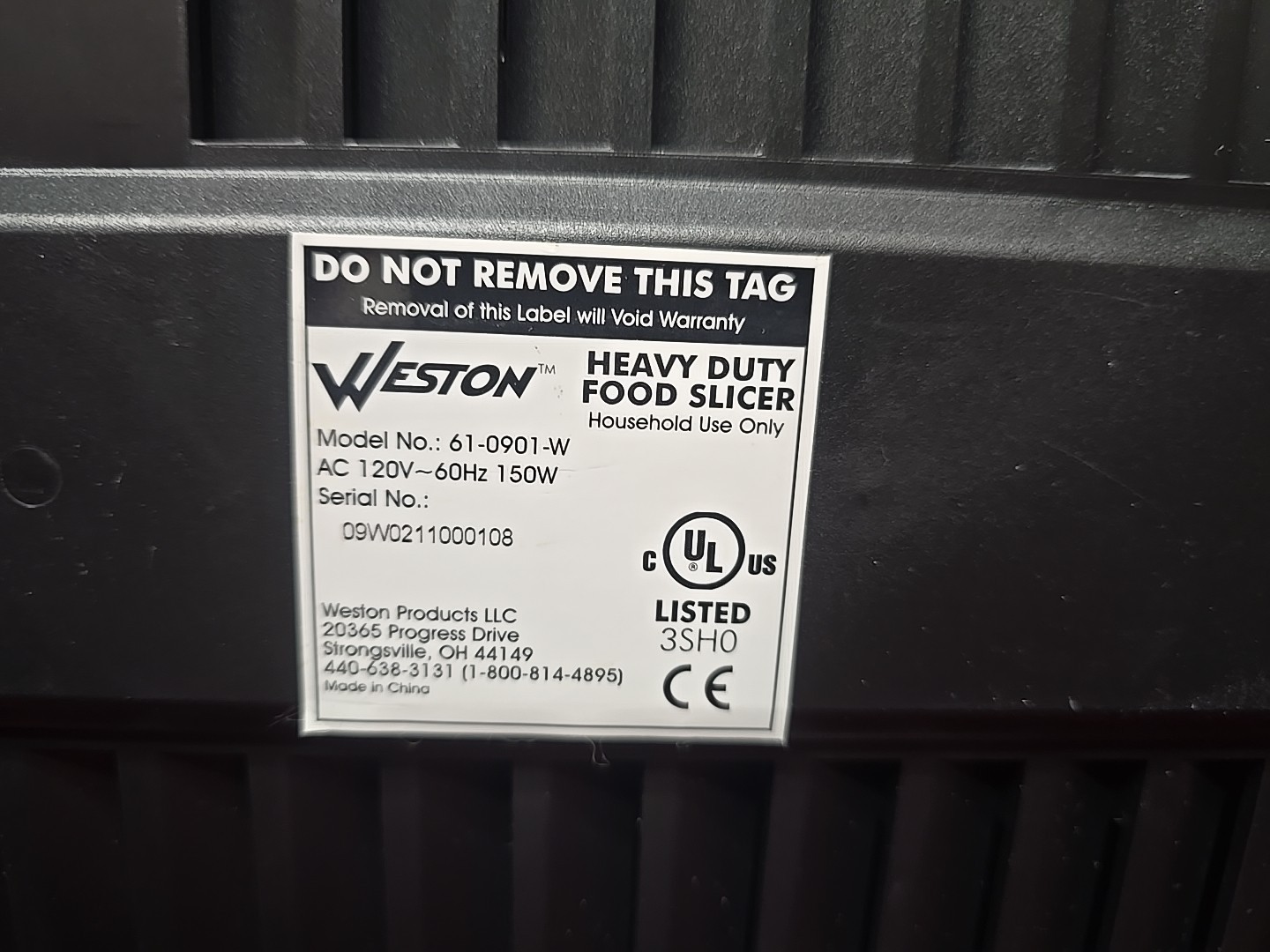 Weston 61-0901-W Heavy Duty Meat and Food Slicer 9" Stainless Steel