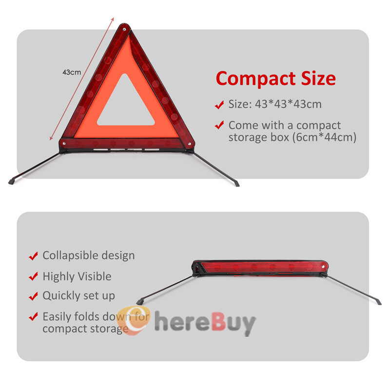 3 Pack Car Emergency Warning Triangles, Reflective Roadside Safety Triangle Kit
