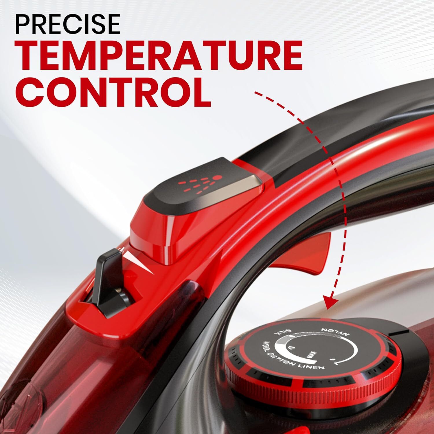 Steam Iron for Clothes - Non-Stick Soleplate - 1800W Clothes Iron