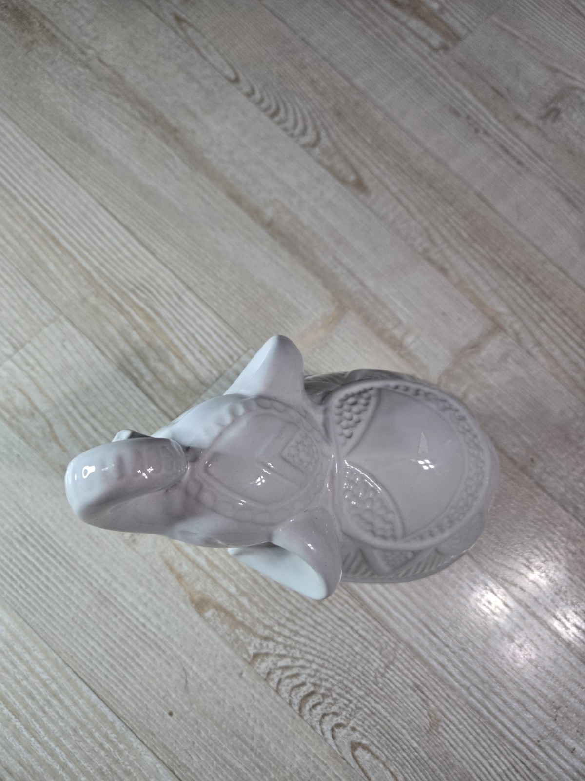 White Ceramic Elephant Figurine – Ornate Decorative Lucky Elephant Statue