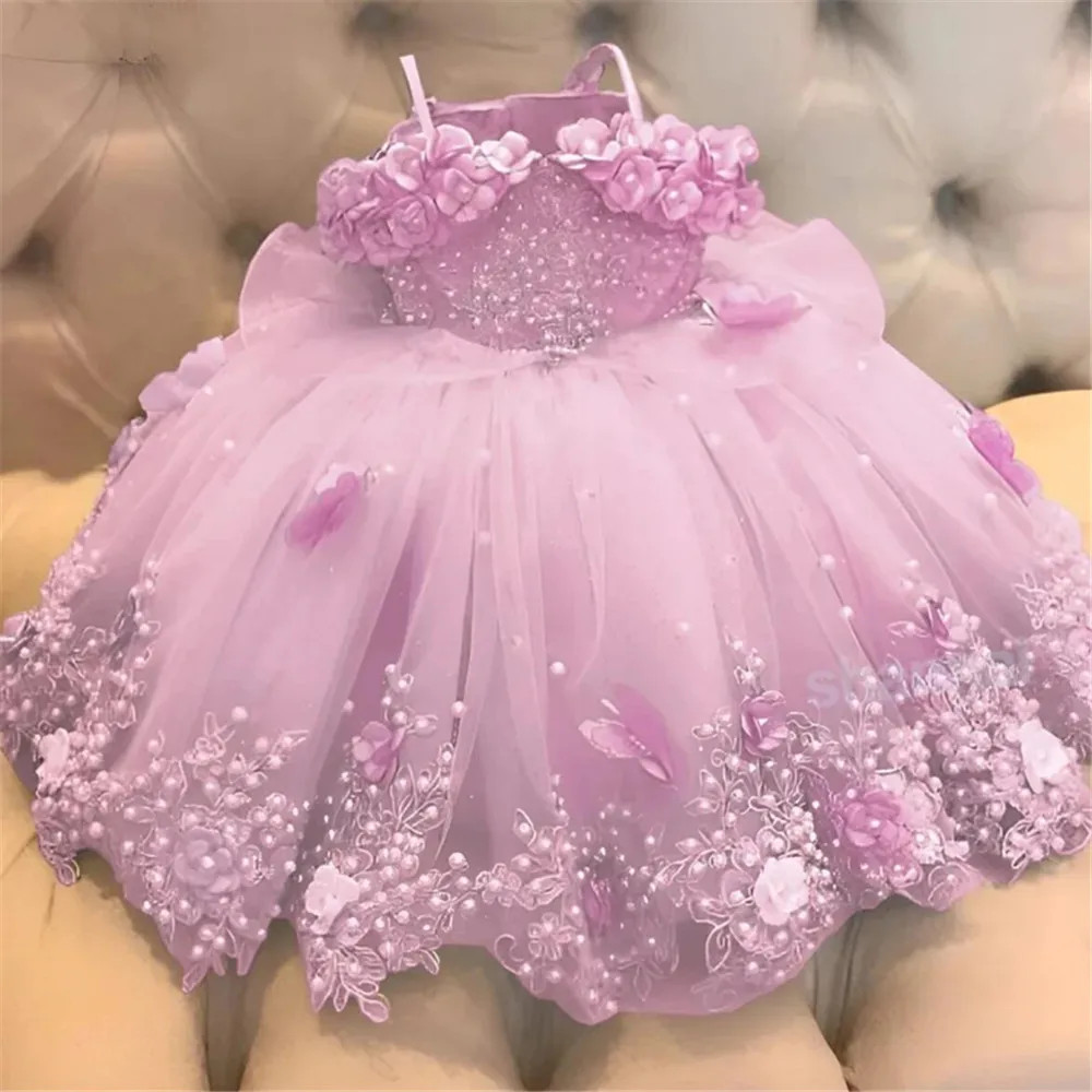 Pink Wedding Flower Girl Dresses 2025 Little Girls Birthday Party Gown