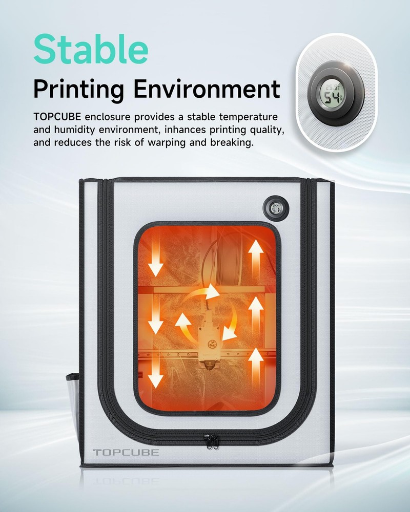 TOPCUBE 3D Printer Enclosure for Bambu Lab A1, Upgraded Large For Grey