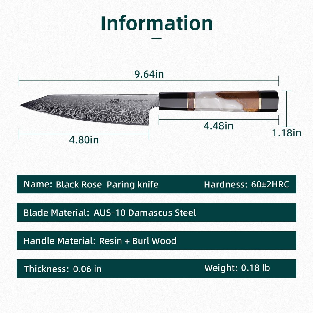 5 Inch Small Kitchen Utility Knife, Sharp Fruit Paring Tool & Elegant Pairing...