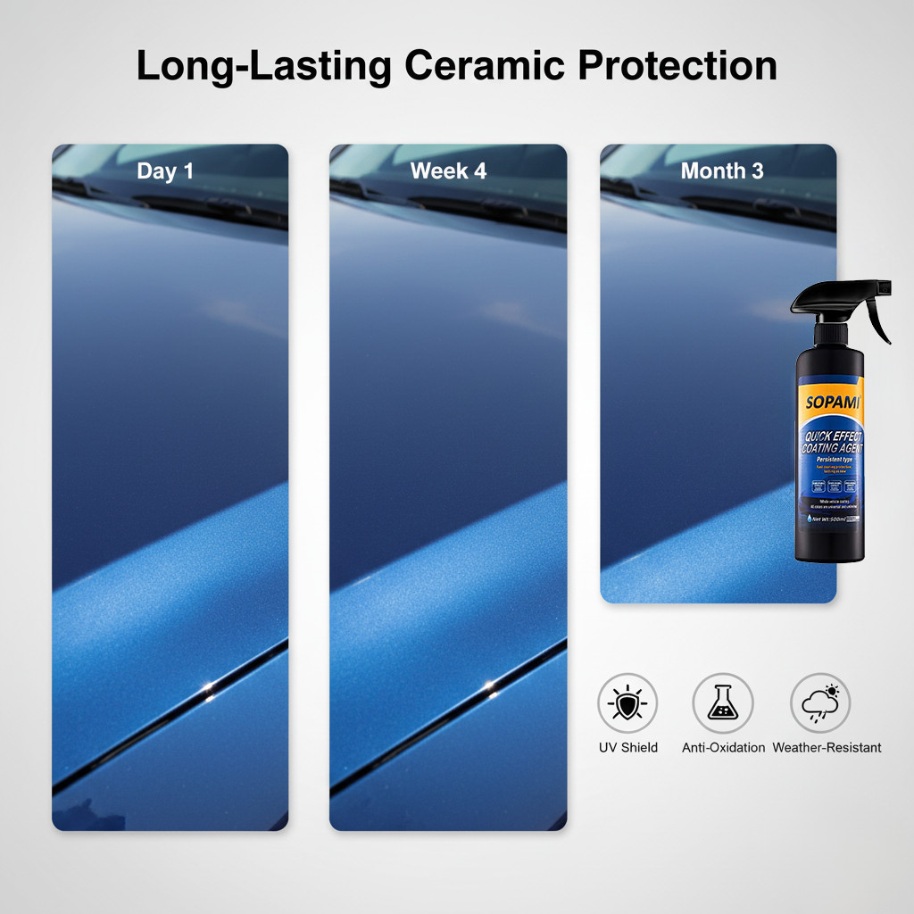 Sopami Car Coating Spray - 16.9 fl oz Waterless Ceramic Coating Car Wax (500ml)