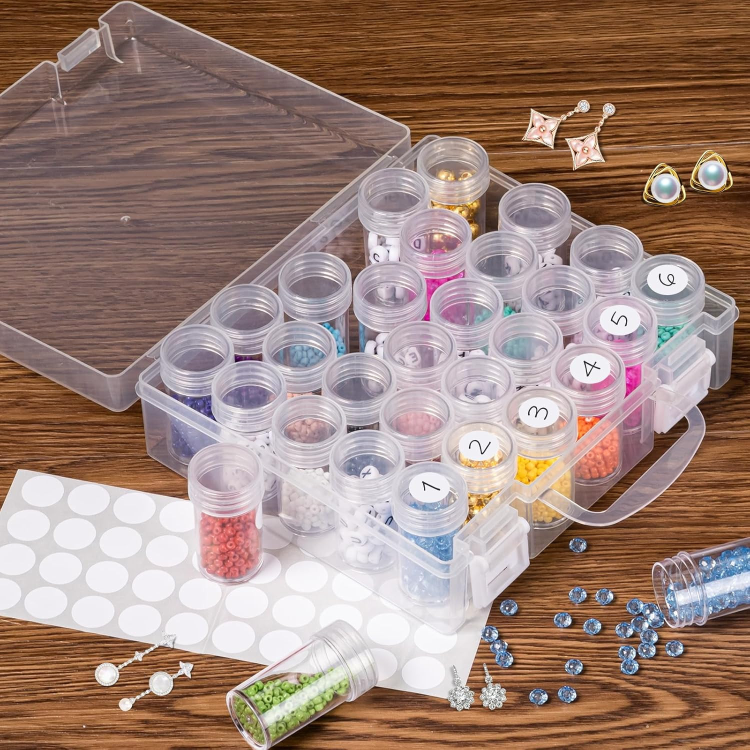 Bead Organizer, Bead Containers, 30 Grids Diamond Painting Storage Containers...