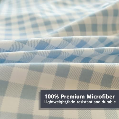 Comforter Set, Light Bedding Comforter Sets, Blue Grid Bed Queen Blue Gingham