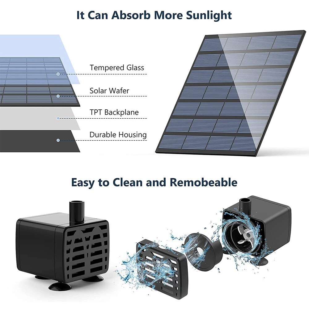 Solar Power Fountain Floating Water Pump for Bird Bath Pond Pool