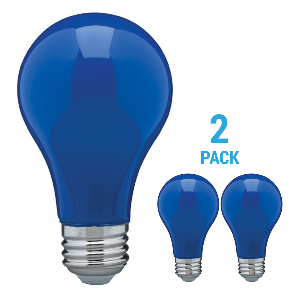 2 Pack CERAMIC BLUE LED Bulb A19 Medium E26 8W 60 Watt Equivalent Damp Location