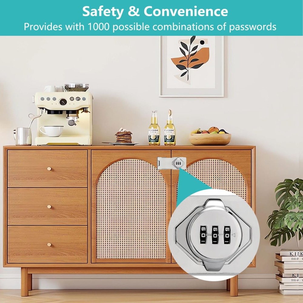 Closet Locks for Double Doors - 4.5inch Folding Door Lock with Code 3-Digit S...