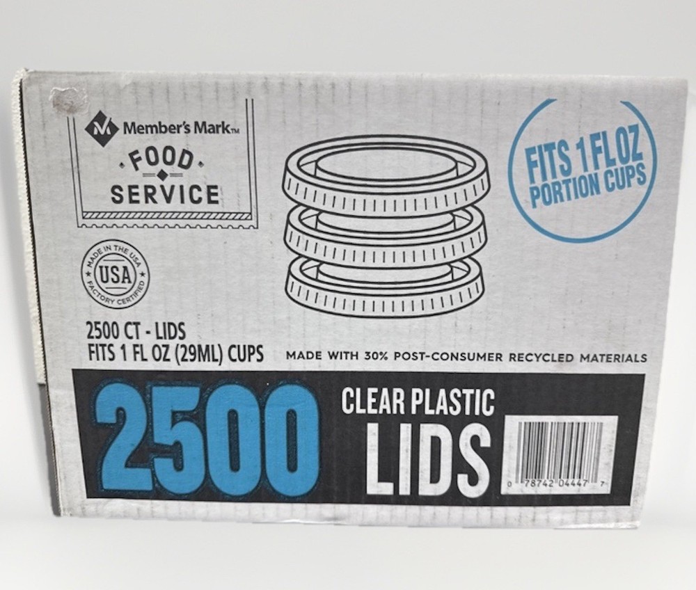 2,500Ct Member's Mark Clear Portion Translucent Plastic 1 OZ Container Lids