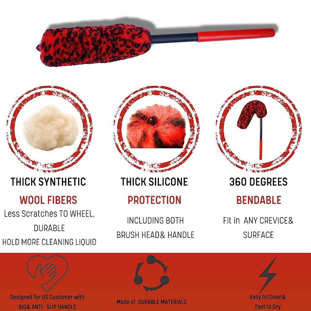 4PCS Car Wheel Brush Rims Tire Seat Engine Wash Cleaning Kit Auto Detailing Tool