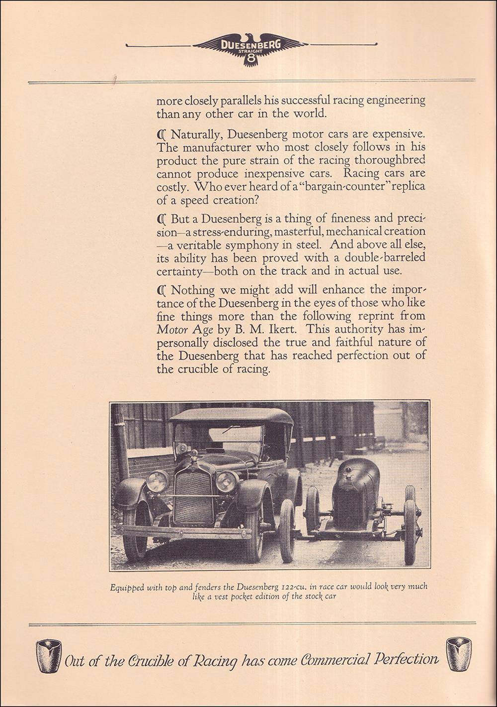 1924 Duesenberg Crucible Sales Brochure Reprint Model A Cars and Race Drivers