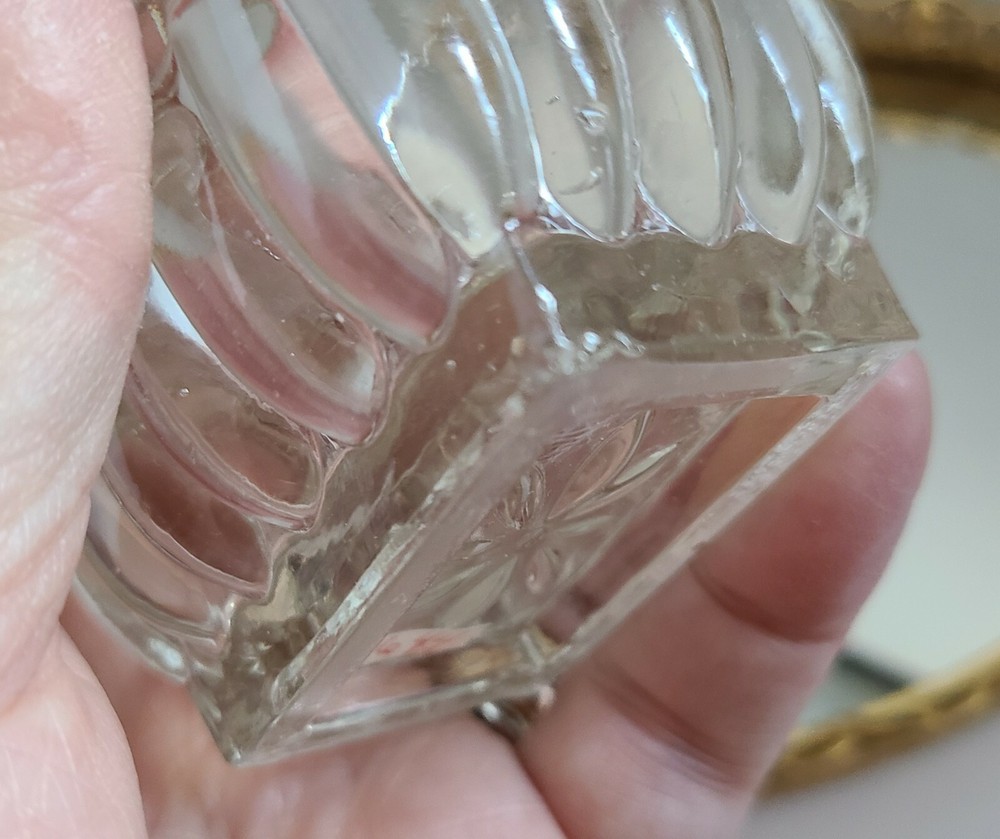 vtg CLEAR rectangular shape MASTER SALT CELLAR DIP OPEN MINT DISH Free Ship US