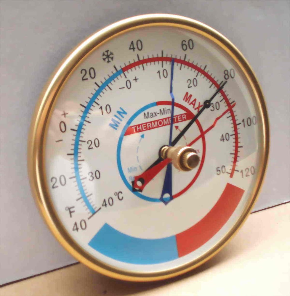 Minimum Maximum Temperature Display Aluminum Case Household Thermometer