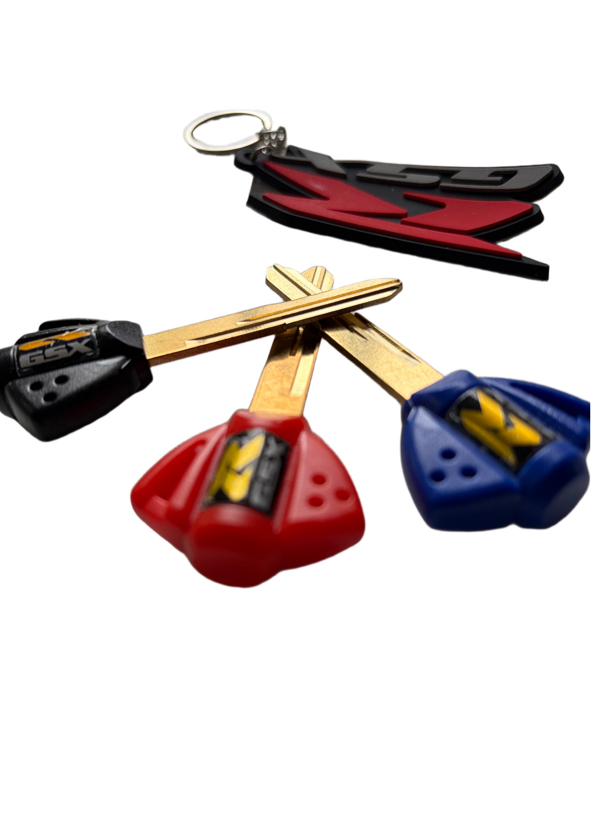 3 PCS Blank Uncut Blade Keys With Key Chian For Suzuki GSXR600 GSXR750 GSXR1000