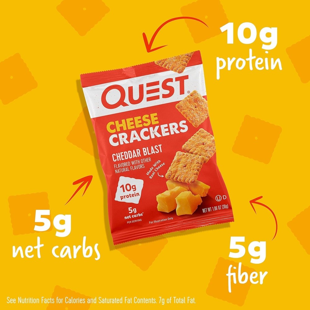 Crunchy & Delicious Quest Cheese Crackers - 12 Pack, 5g Net Carbs for Snacking