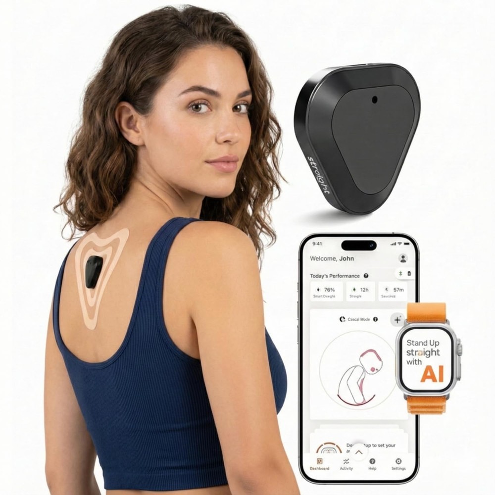 Straight Plus AI Powered Posture Corrector Trainer Device (Necklace Included)...