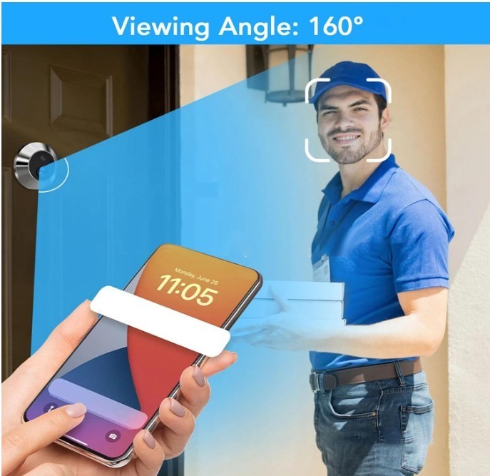 4.3" Digital Door Peephole Camera 1080P w/ Motion Detection