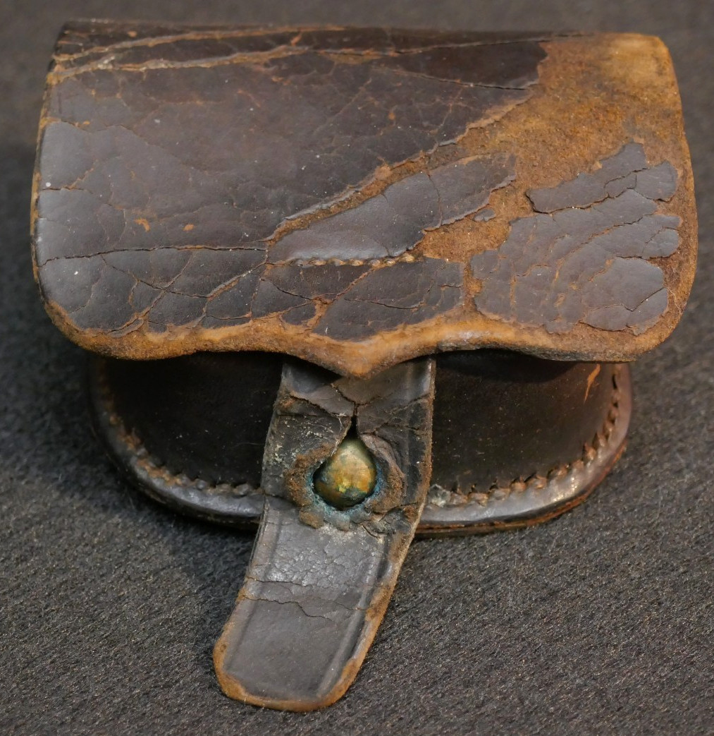 Civil War US Federal Union Army Cartridge Belt Cap Box Leather Field Issued Cond
