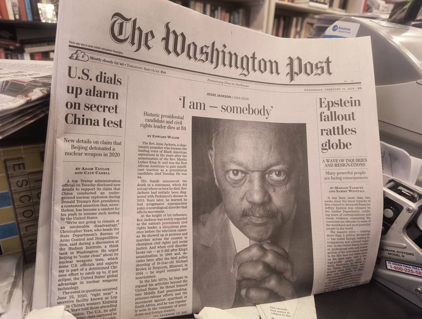 The Washington Post Wednesday February 18 2026 Jesse Jackson 1941-2026 I am...