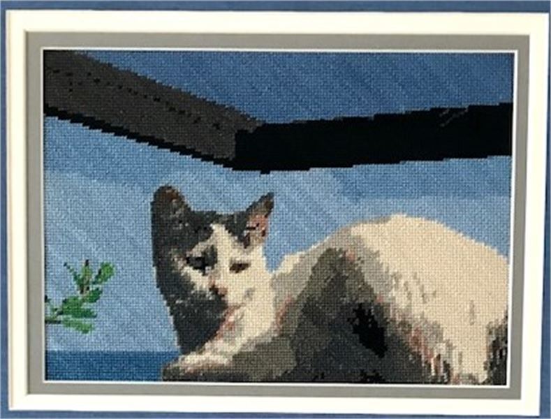 Oceanside Cat Needlepoint Kit or Canvas