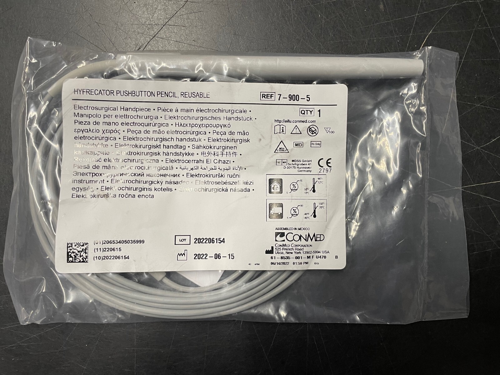 Conmed Hyfrecator 2000 Handpiece Autoclavable Pencil 7-900-5